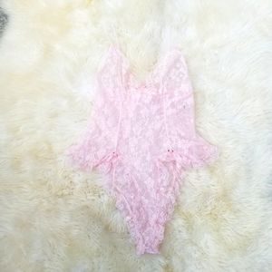 Vintage Tosca Sheer Pink Lace Teddy